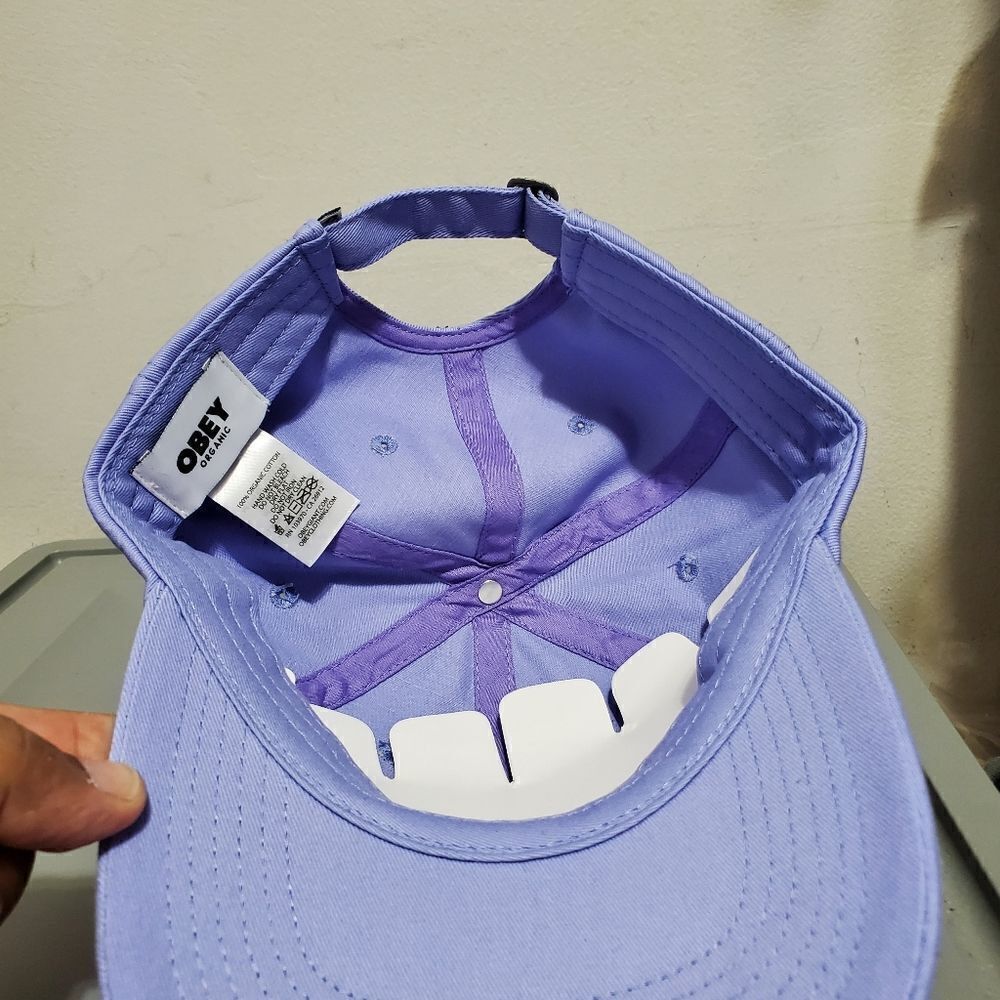 Obey Bold Label Organic Mens 6 Panel Strapback Digital Violet NWT - Picture 7 of 9